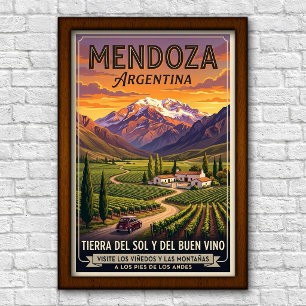 Affiche Voyage en Argentine des années 1960 à Mendoza