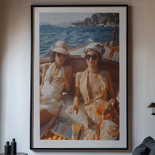 Affiche Voyage en bateau classique glamour méditerranéen v