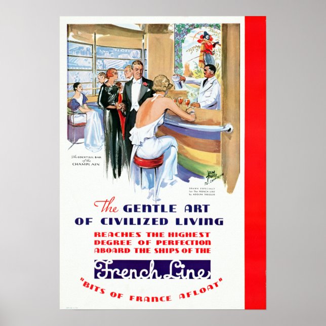 Affiche Voyage en bateau de croisière vintage (Devant)