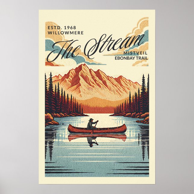 Affiche Voyage en canoë sur des eaux calmes (Devant)