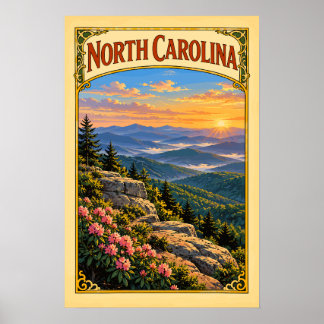 Affiche Voyage en Caroline du Nord dans les montagnes Blue