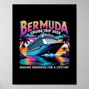 Affiche Voyage en croisière aux Bermudes 2025 Cadeau de va