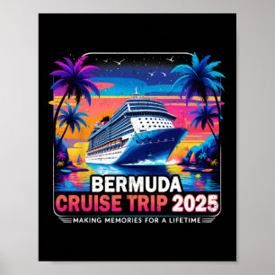 Affiche Voyage en croisière aux Bermudes 2025 Cadeau de va