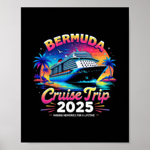 Affiche Voyage en croisière aux Bermudes 2025 Cadeau de va