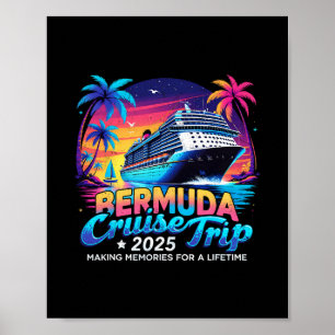 Affiche Voyage en croisière aux Bermudes 2025 Cadeau de va