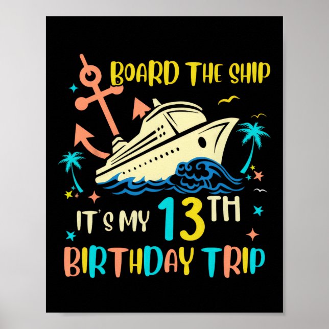 Affiche Voyage en croisière pour 13 ans d'anniversaire drô (Devant)