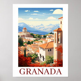 Affiche Voyage en Espagne Grenade Alhambra vintage