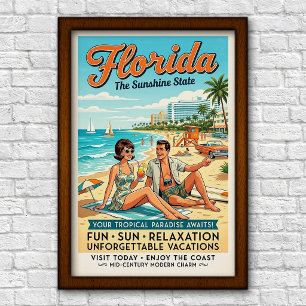 Affiche Voyage en Floride des années 1960