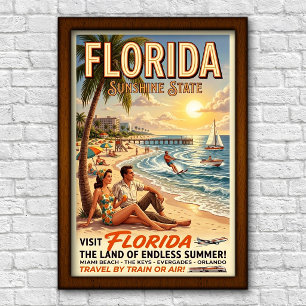 Affiche Voyage en Floride des années 1960