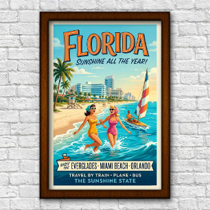 Affiche Voyage en Floride des années 1960