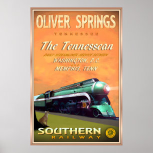 Affiche Voyage en railway du sud d'Oliver Springs Tennesse