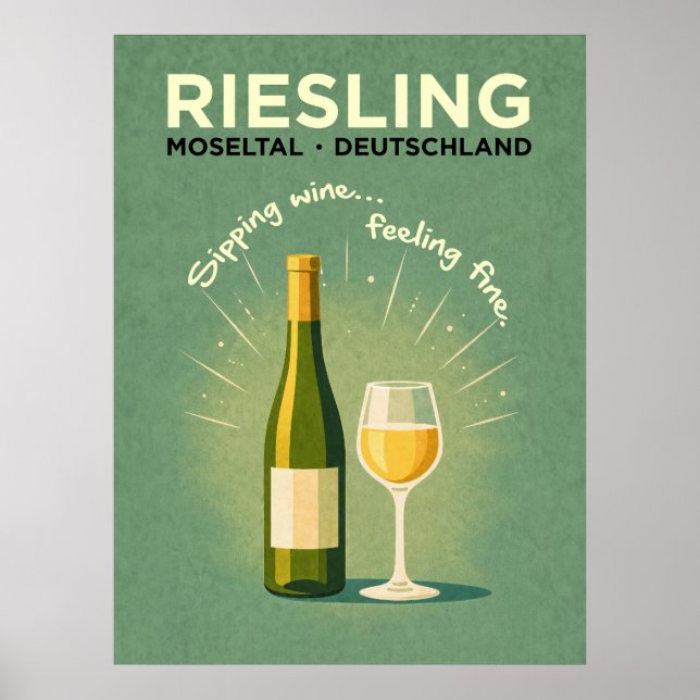 Affiche Voyage en Riesling Vert Vintage (Devant)