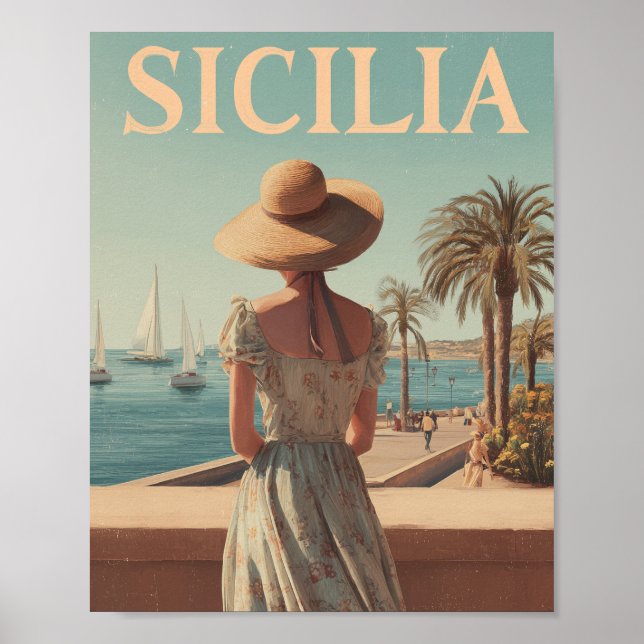 Affiche Voyage en Sicile années 50 (Devant)