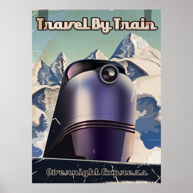 Affiche Voyage en train Art vintage Sci-Fi (Devant)