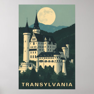 Affiche Voyage en Transylvanie Roumanie Château Gothique