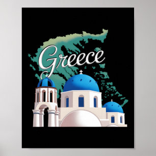 Affiche Voyage Europe Grèce Athènes Santorin Crète Grec
