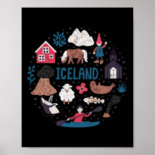Affiche Voyage Europe Islande Reykjavik Famille Vacances S