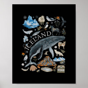 Affiche Voyage Europe Islande Reykjavik Vacances en Famill