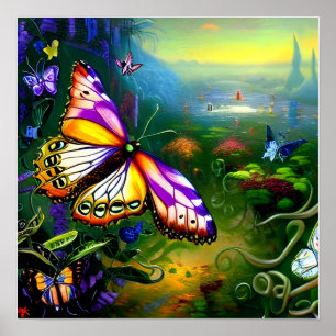 Affiche Voyage Fantastique Papillon