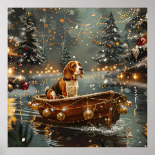 Affiche Voyage festif de Noël beagle