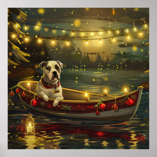 Affiche Voyage festif de Noël de l'American Staffordshire