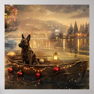 Affiche Voyage Festif de Noël du Malinois Belge
