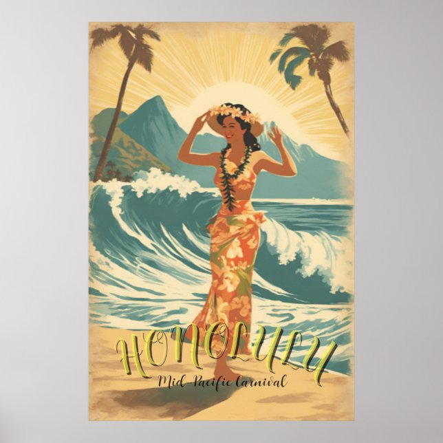 Affiche Voyage Hawaii vintage Style (Devant)