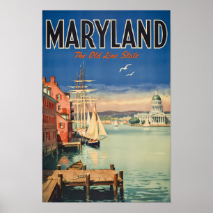 Affiche Voyage Illustration Picturale Maryland Annapolis