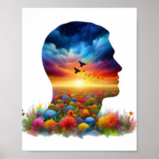 Affiche Voyage Intérieur : Coucher de Soleil Vibrant sur u