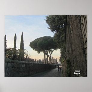Affiche Voyage Italie - Promenade Appienne en soirée