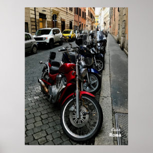 Affiche Voyage Italie - Rome, motos garées