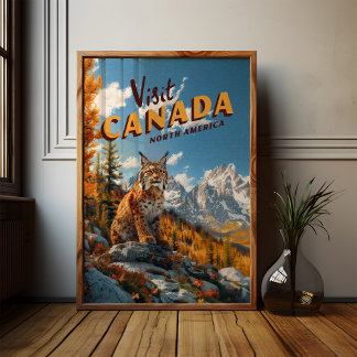 Affiche Voyage Lynx du Canada Vintage
