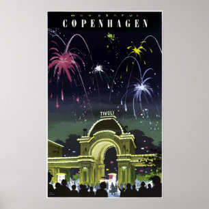 Affiche Voyage merveilleux vintage de Copenhague