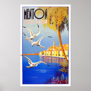 Affiche Voyage millésime Menton France