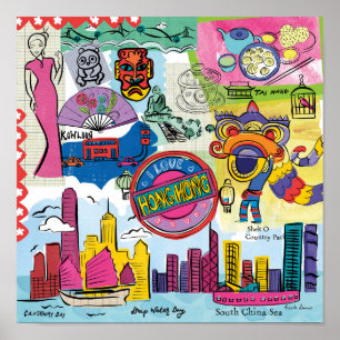 Affiche Voyage mondial - Hong Kong