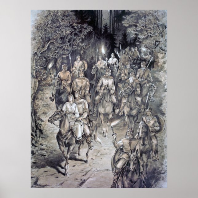 Affiche Voyage nocturne viking estonien, dessin (Devant)