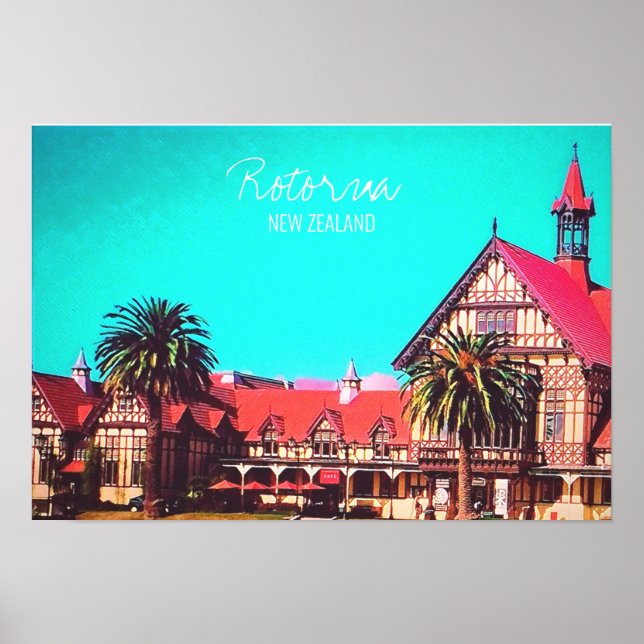Affiche Voyage Nouvelle-Zélande musée Rotorua (Devant)