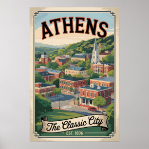 Affiche Voyage Rétro à Athens Georgia