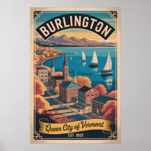 Affiche Voyage Rétro à Burlington Vermont