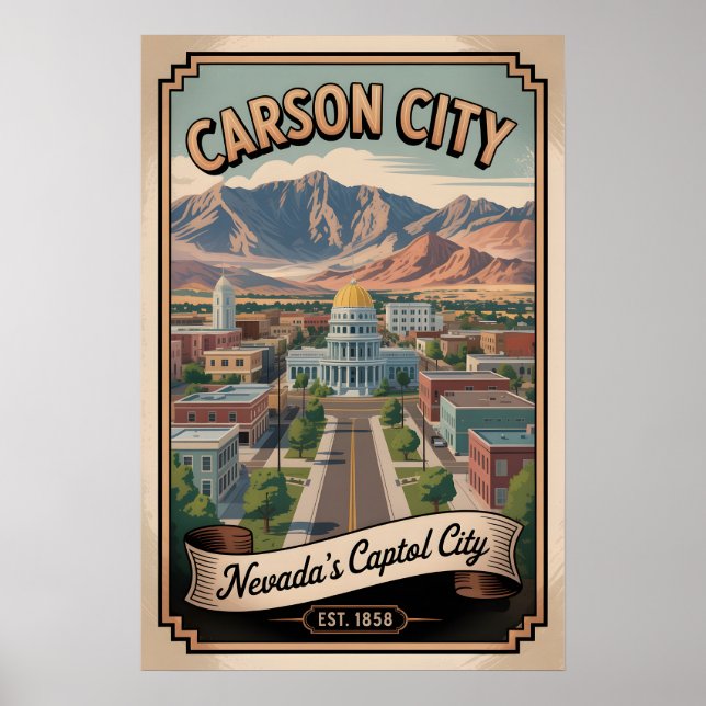 Affiche Voyage Rétro à Carson City Nevada (Devant)