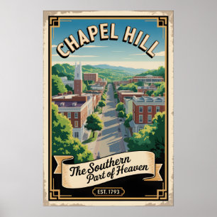 Affiche Voyage Rétro à Chapel Hill Caroline du Nord