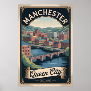 Affiche Voyage Rétro à Manchester New Hampshire