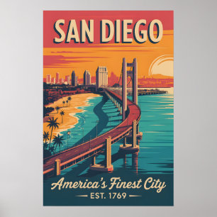 Affiche Voyage Rétro à San Diego Californie