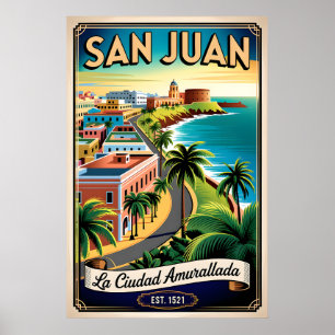 Affiche Voyage Rétro à San Juan Porto Rico