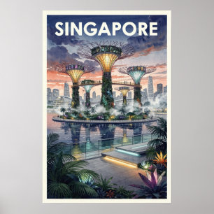 Affiche Voyage Rétro à Singapour