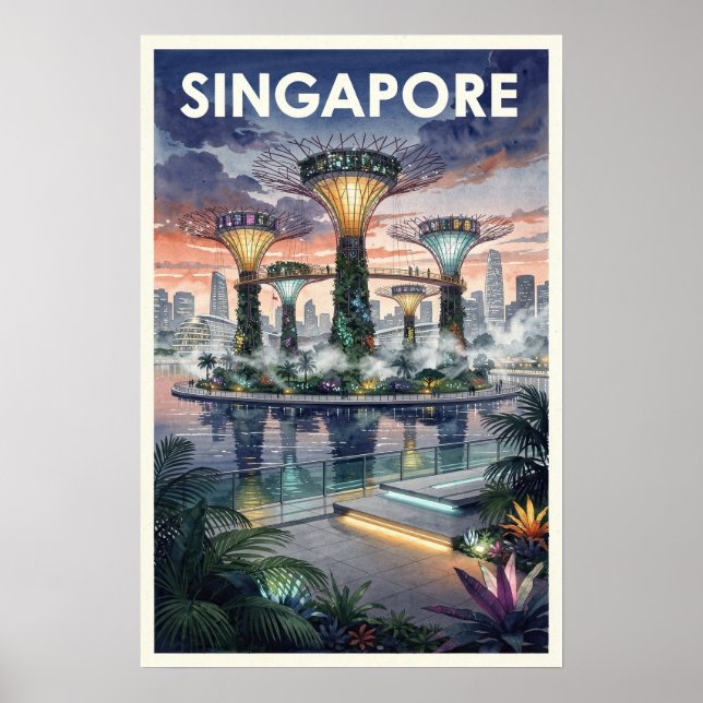 Affiche Voyage Rétro à Singapour (Devant)