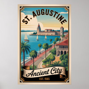 Affiche Voyage Rétro à St. Augustine Floride