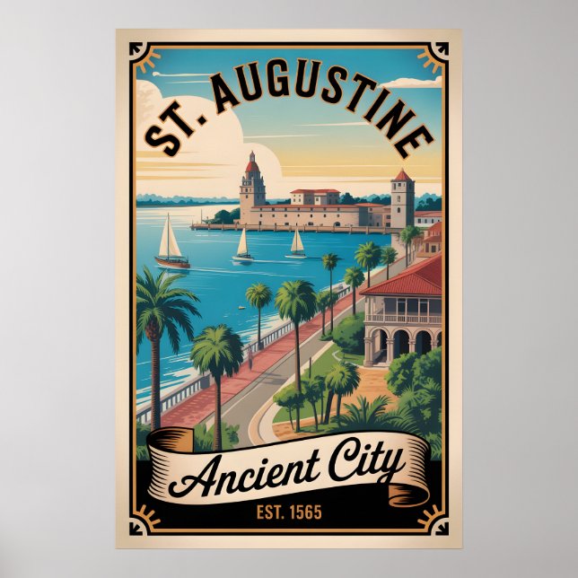Affiche Voyage Rétro à St. Augustine Floride (Devant)