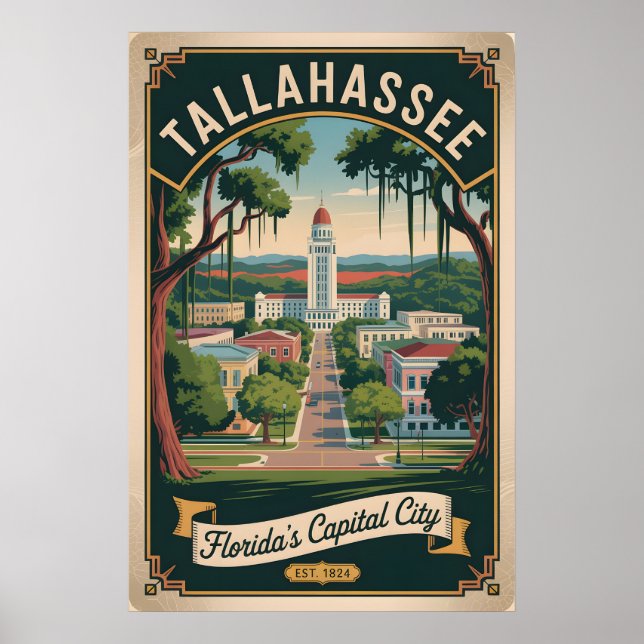 Affiche Voyage Rétro à Tallahassee Floride (Devant)