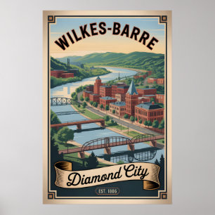 Affiche Voyage Rétro à Wilkes-Barre Pennsylvanie